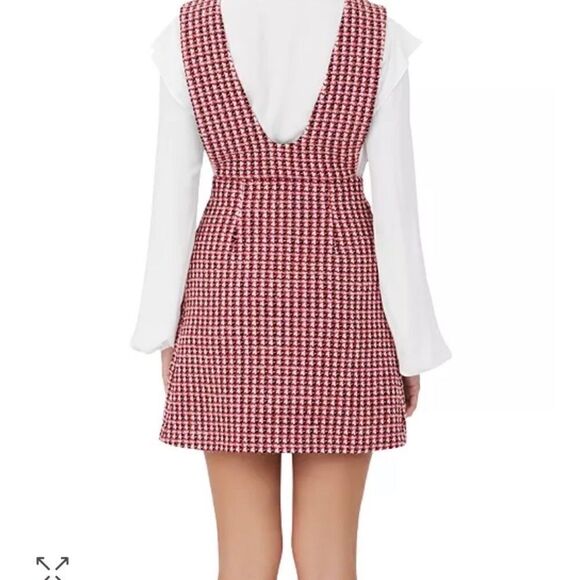 Maje Russi Tweed Mini Pink Dress Fuchsia Size XS - Picture 7 of 15